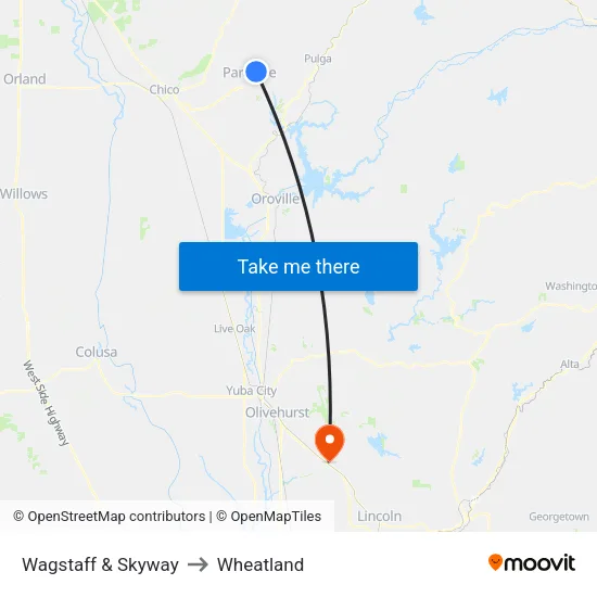 Wagstaff & Skyway to Wheatland map