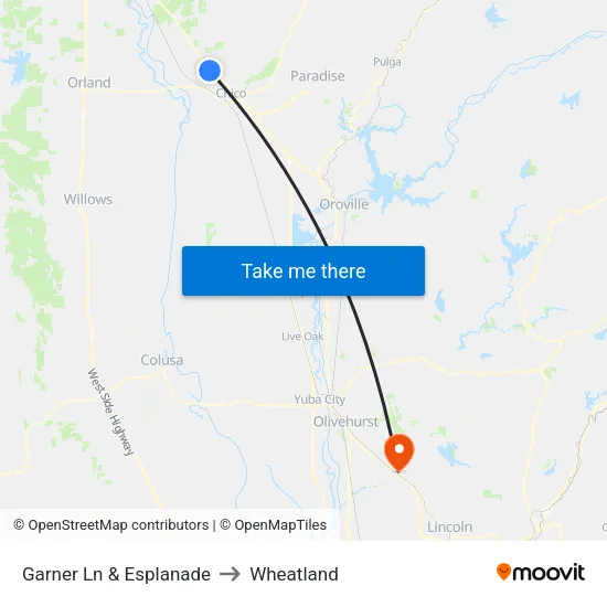 Garner Ln & Esplanade to Wheatland map