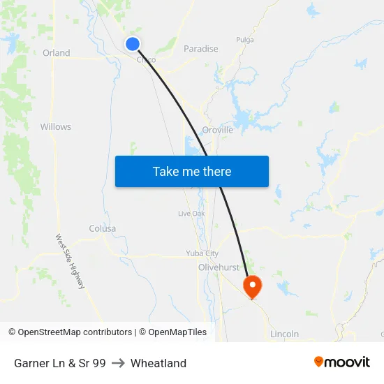 Garner Ln & Sr 99 to Wheatland map