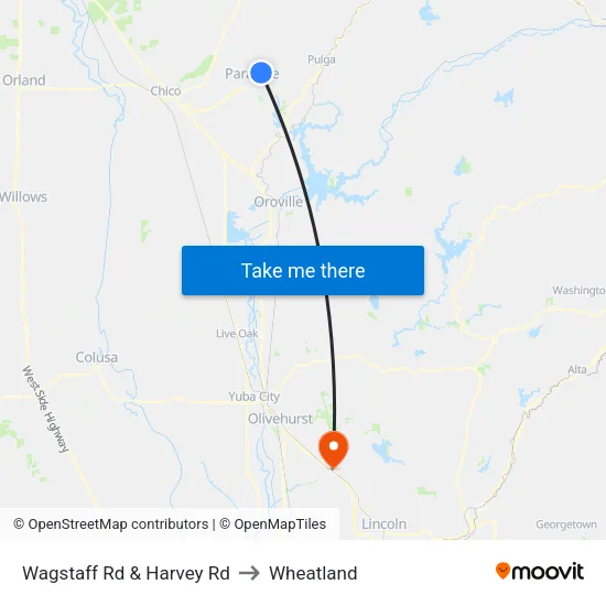 Wagstaff Rd & Harvey Rd to Wheatland map