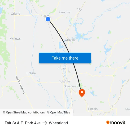 Fair St & E. Park Ave to Wheatland map