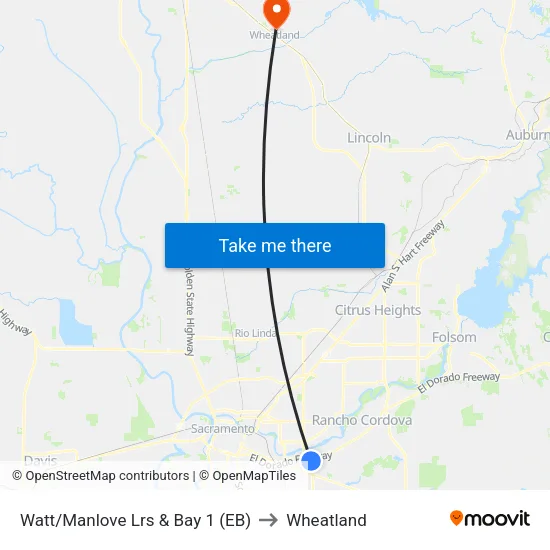 Watt/Manlove Lrs & Bay 1 (EB) to Wheatland map