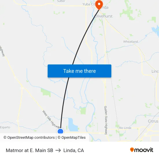 Matmor at E. Main SB to Linda, CA map