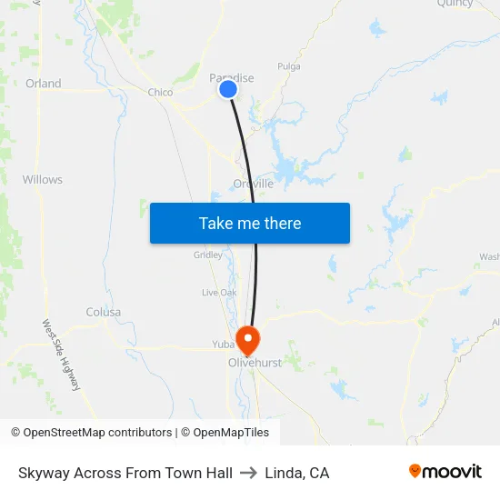 Skyway Across From Town Hall to Linda, CA map