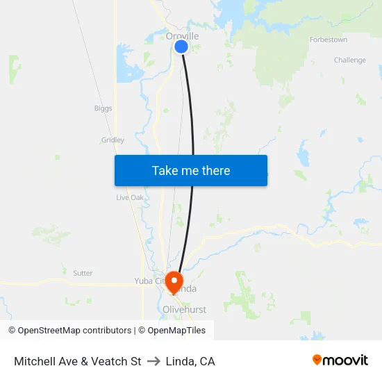 Mitchell Ave & Veatch St to Linda, CA map