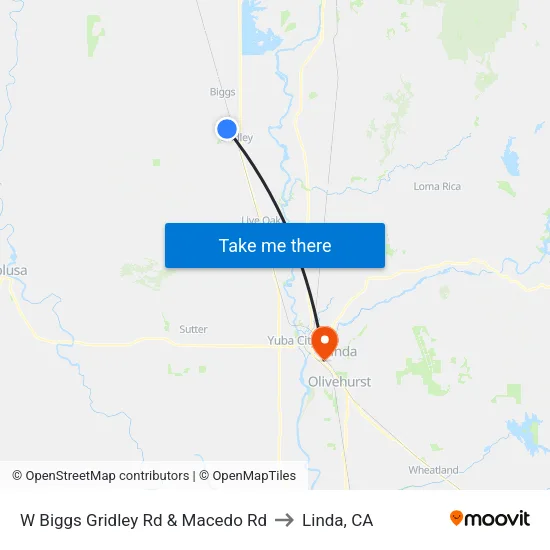 W Biggs Gridley Rd & Macedo Rd to Linda, CA map