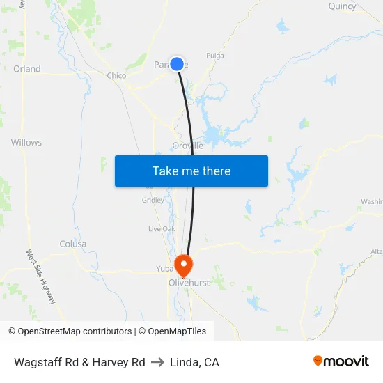 Wagstaff Rd & Harvey Rd to Linda, CA map
