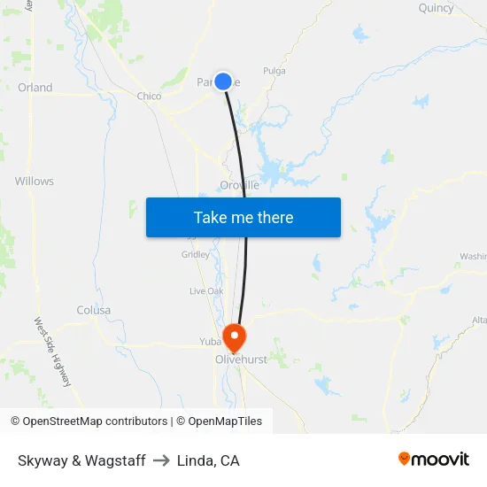 Skyway & Wagstaff to Linda, CA map