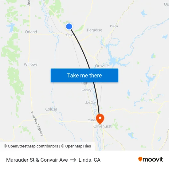 Marauder St & Convair Ave to Linda, CA map