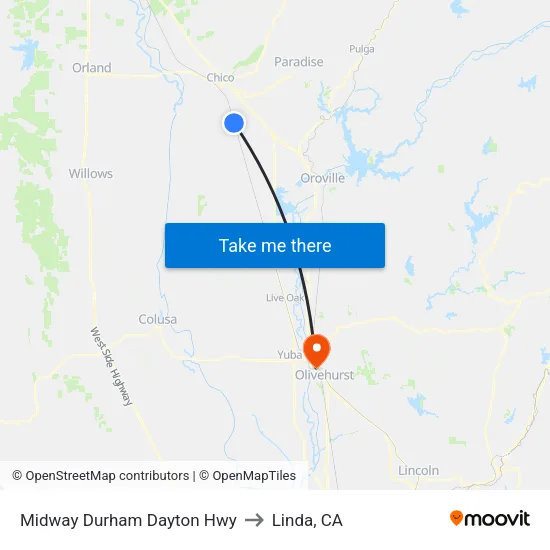 Midway Durham Dayton Hwy to Linda, CA map