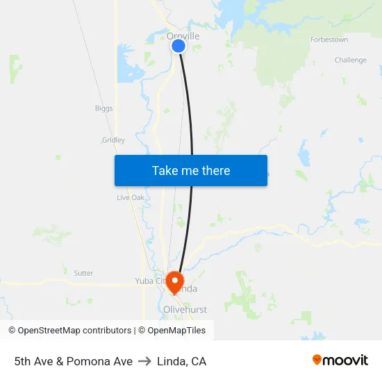 5th Ave & Pomona Ave to Linda, CA map