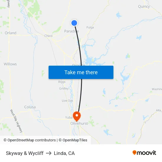 Skyway & Wycliff to Linda, CA map