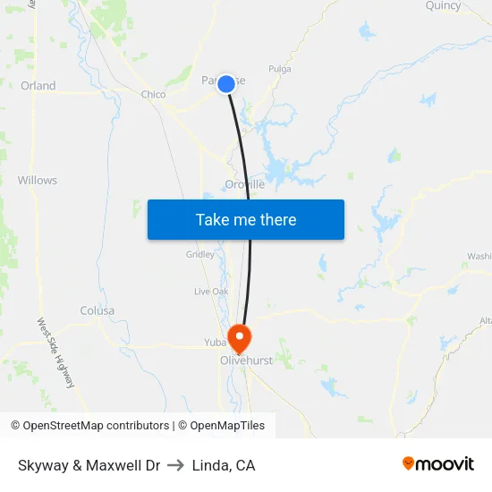 Skyway & Maxwell Dr to Linda, CA map