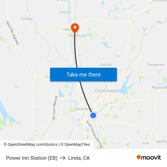 Power Inn Station (EB) to Linda, CA map