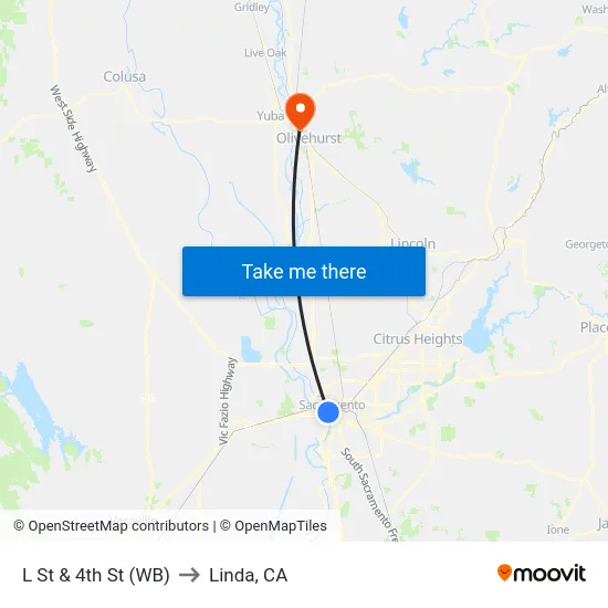 L St & 4th St (WB) to Linda, CA map
