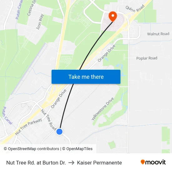 Nut Tree Rd. at Burton Dr. to Kaiser Permanente map
