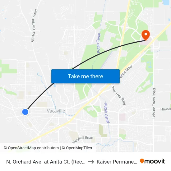 N. Orchard Ave. at Anita Ct. (Recycle) to Kaiser Permanente map