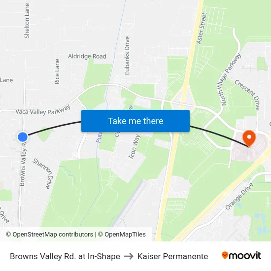 Browns Valley Rd. at In-Shape to Kaiser Permanente map