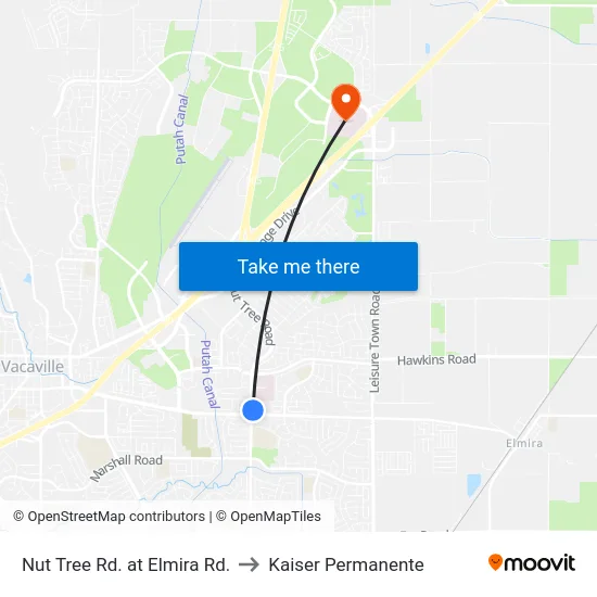 Nut Tree Rd. at Elmira Rd. to Kaiser Permanente map