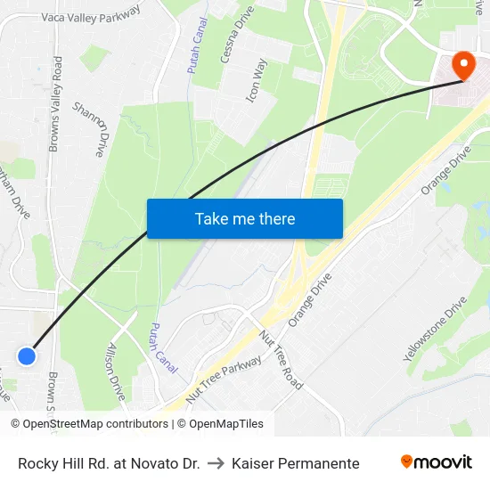 Rocky Hill Rd. at Novato Dr. to Kaiser Permanente map
