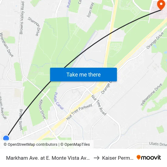 Markham Ave. at E. Monte Vista Ave. (Lucky Store) to Kaiser Permanente map