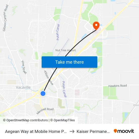 Aegean Way at Mobile Home Park to Kaiser Permanente map