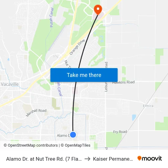 Alamo Dr. at Nut Tree Rd. (7 Flags) to Kaiser Permanente map