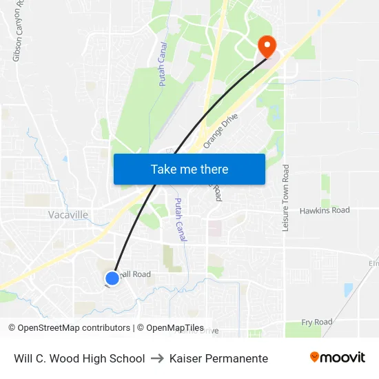 Will C. Wood High School to Kaiser Permanente map