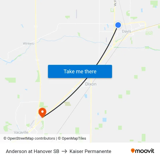 Anderson at Hanover SB to Kaiser Permanente map
