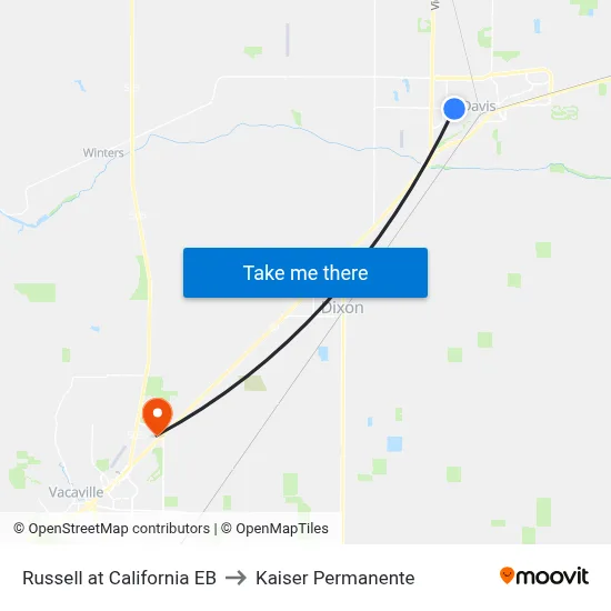 Russell at California EB to Kaiser Permanente map