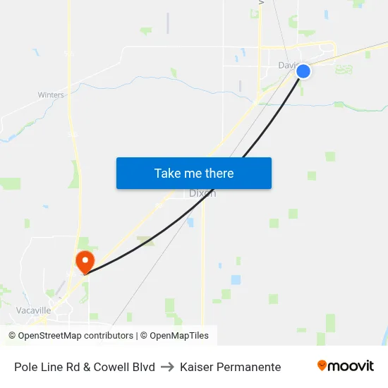 Pole Line at Safeway (SB) to Kaiser Permanente map