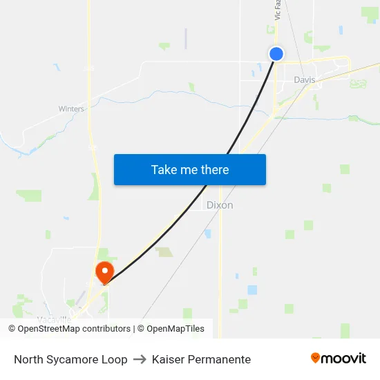 North Sycamore Loop (NB) to Kaiser Permanente map