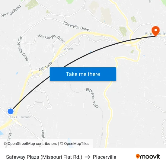 Safeway Plaza (Missouri Flat Rd.) to Placerville map