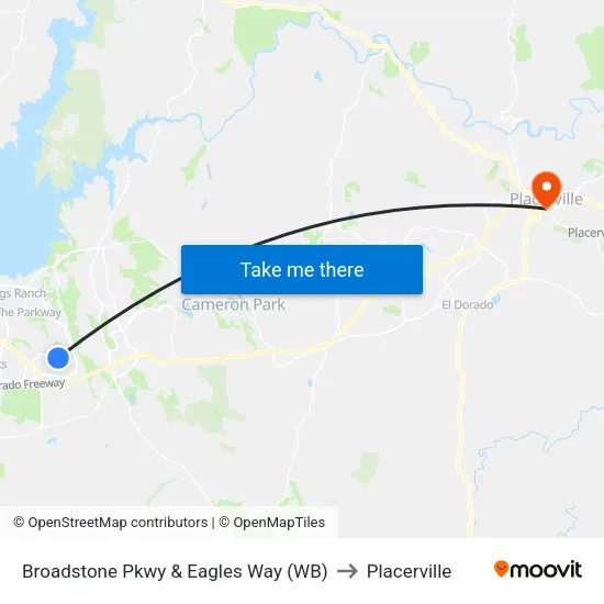 Broadstone Pkwy & Eagles Way (WB) to Placerville map