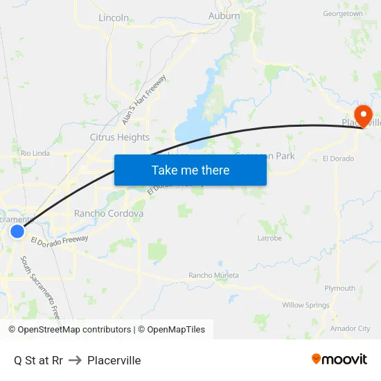 Q St at Rr to Placerville map