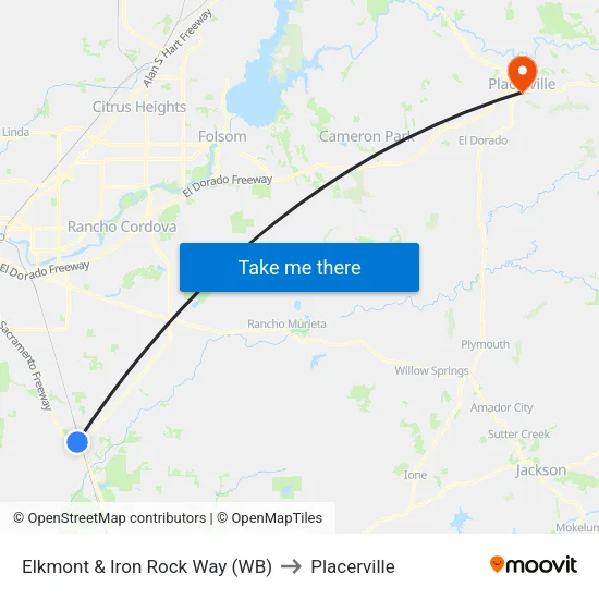 Elkmont & Iron Rock Way (WB) to Placerville map