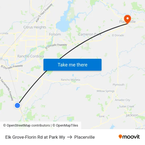 Elk Grove-Florin Rd at Park Wy to Placerville map