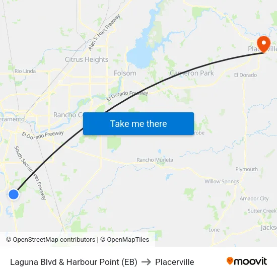 Laguna Blvd & Harbour Point (EB) to Placerville map