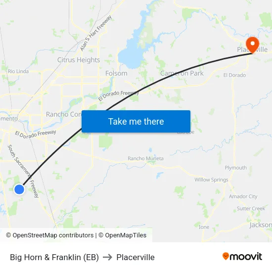 Big Horn & Franklin (EB) to Placerville map