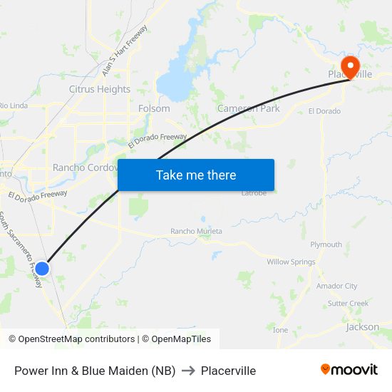 Power Inn & Blue Maiden (NB) to Placerville map