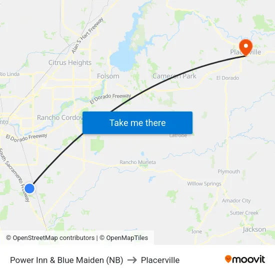 Power Inn & Blue Maiden (NB) to Placerville map