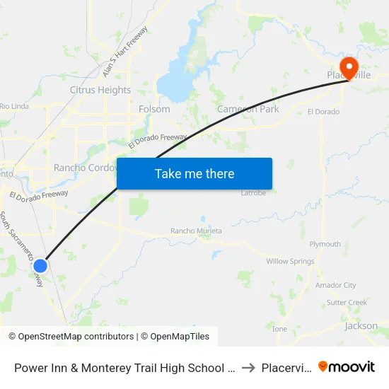 Power Inn & Monterey Trail High School (NB) to Placerville map
