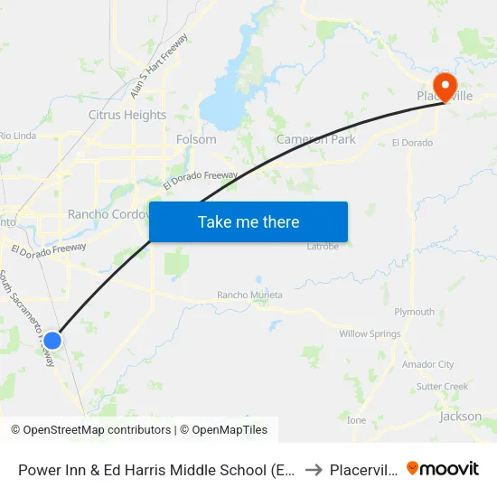 Power Inn & Ed Harris Middle School (EB) to Placerville map