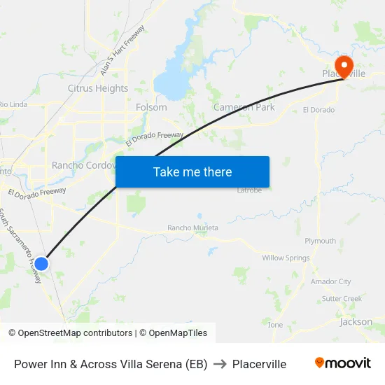 Power Inn & Across Villa Serena (EB) to Placerville map