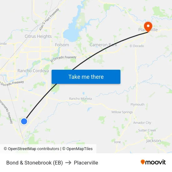 Bond & Stonebrook (EB) to Placerville map