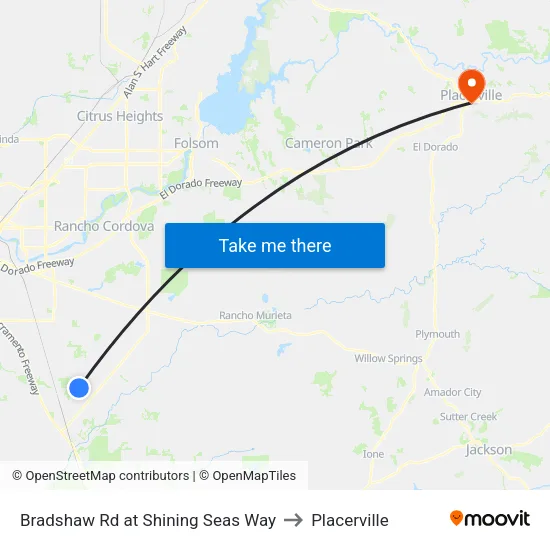 Bradshaw Rd at Shining Seas Way to Placerville map