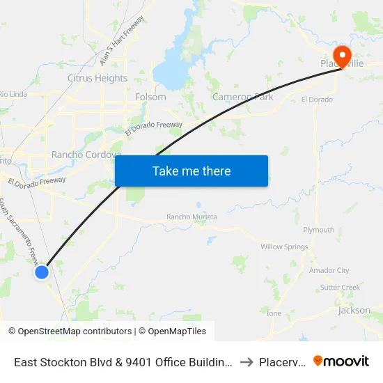 East Stockton Blvd & 9401 Office Building (NB) to Placerville map
