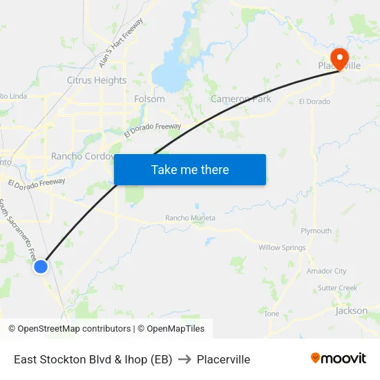 East Stockton Blvd & Ihop (EB) to Placerville map