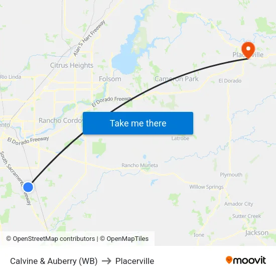 Calvine & Auberry (WB) to Placerville map