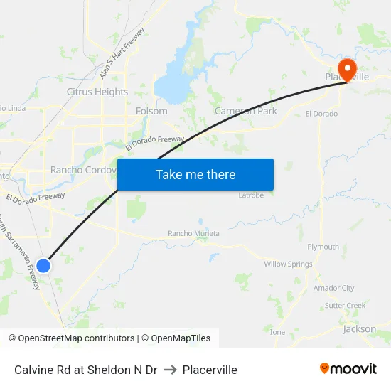 Calvine Rd at Sheldon N Dr to Placerville map